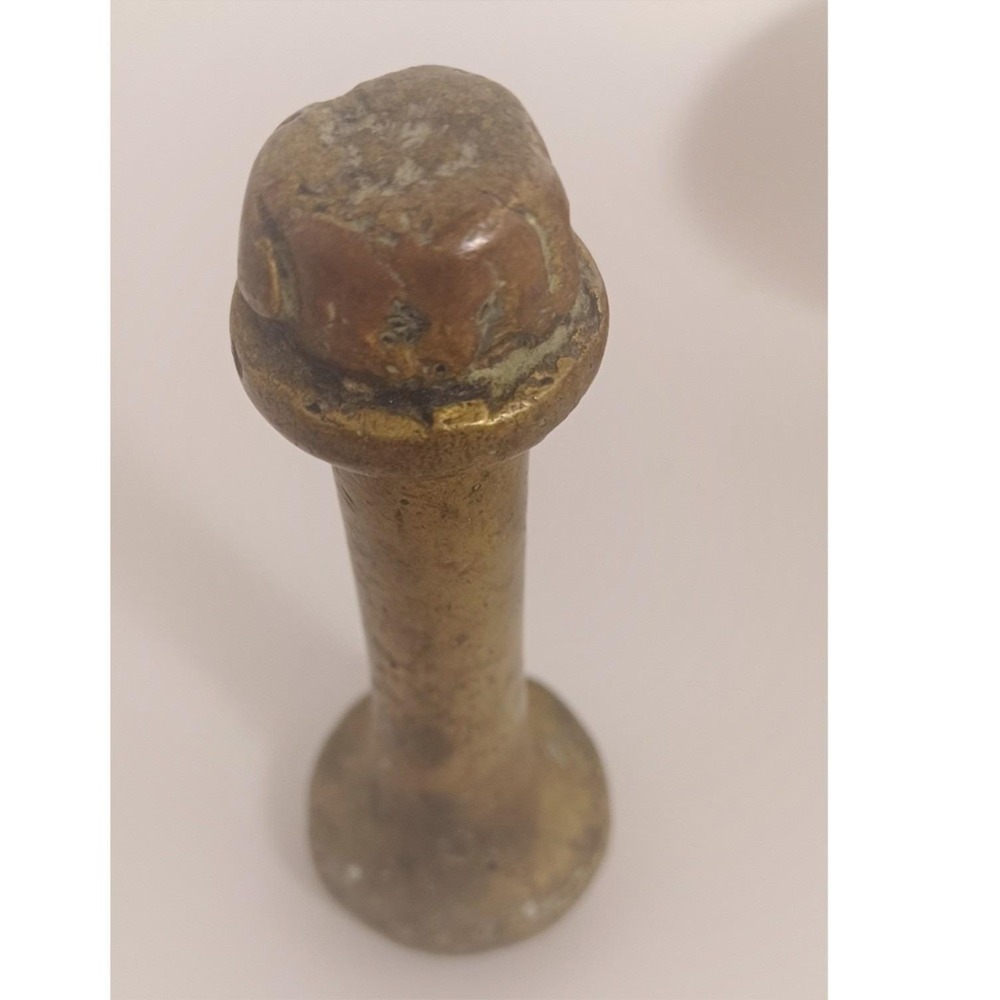 Vintage Heavy Brass Mortar & Pestle 19th Century Apothecary Grinder Antique MCM - Picture 10 of 16
